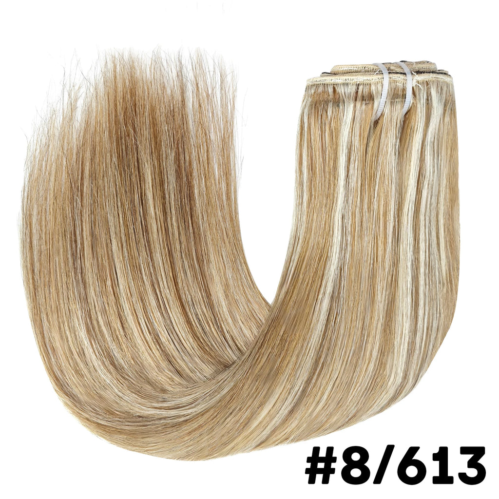 Brown Clip In Hair Extensions Real Human Hair Brazilian For Women Straight Hair 8pcs 120gram Remy Human Hair Thick Silky  Soft