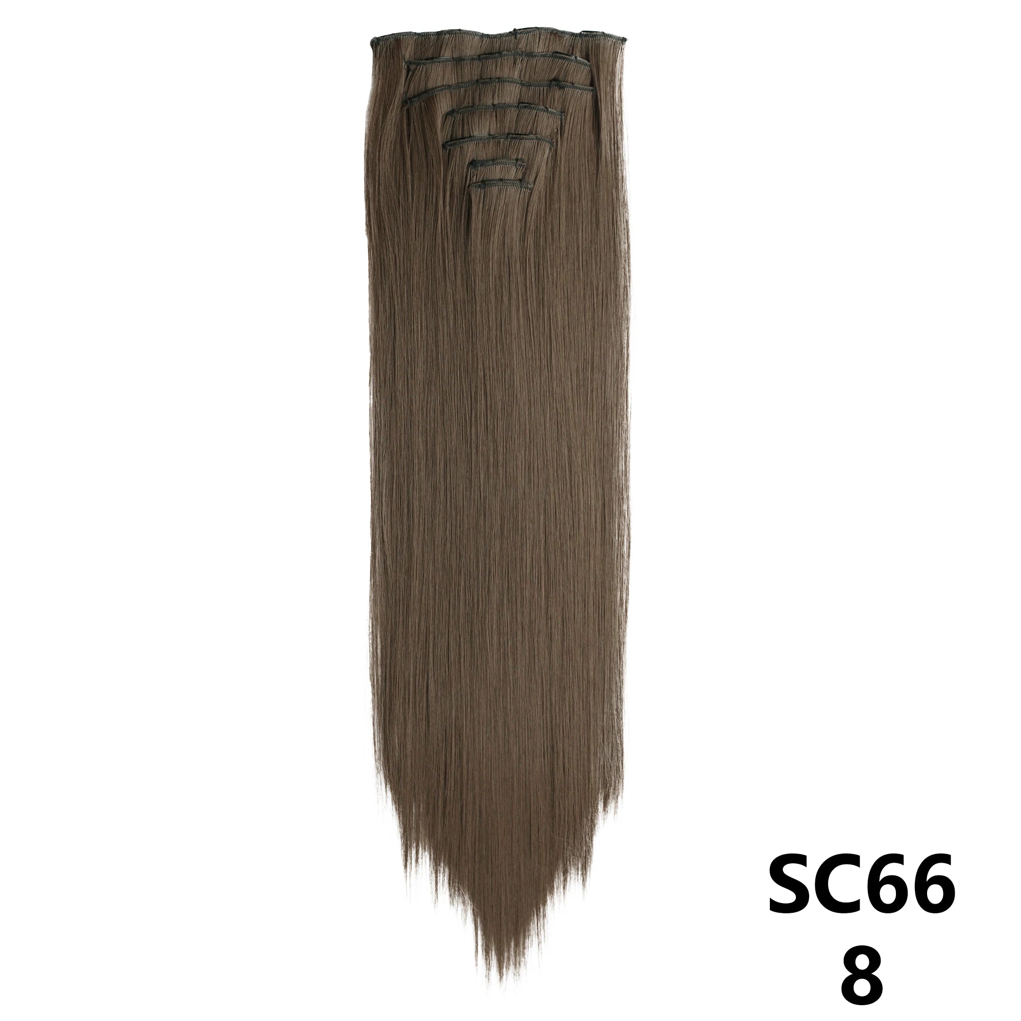 Long Straight Synthetic 16 Clips In Hair Extensions 7Pcs/Set High Temperature Fiber Black Brown Blonde Hairpiece For Women