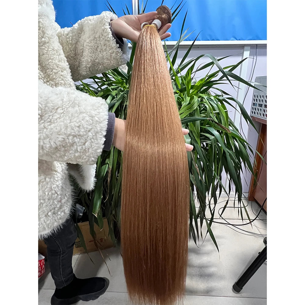 Straight Hair Bundle Super Long Synthetic Weave Hair Extension Fake Yaki Straight Hair Weaving Orange Color Full to End YunRong