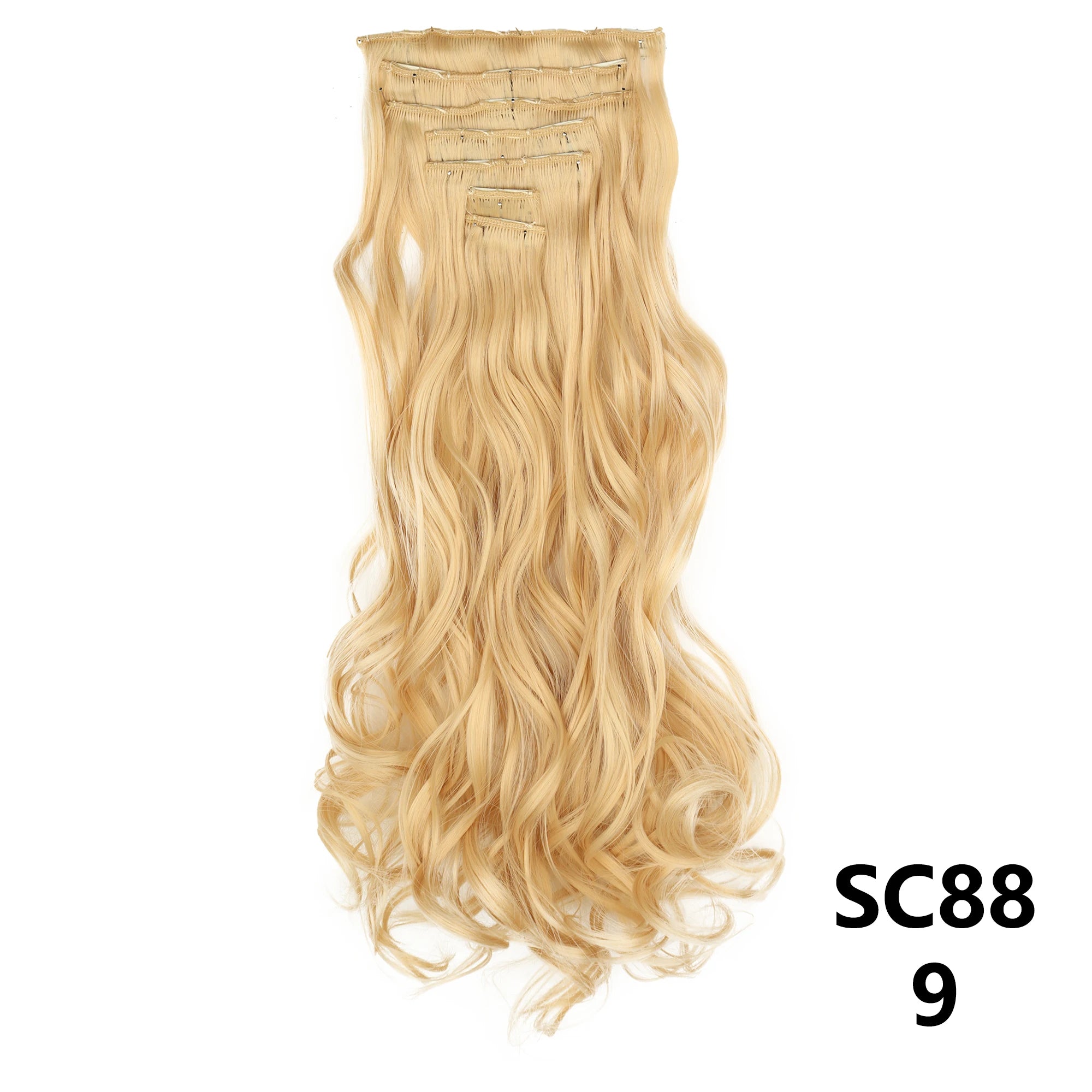 Long Straight Synthetic 16 Clips In Hair Extensions 7Pcs/Set High Temperature Fiber Black Brown Blonde Hairpiece For Women
