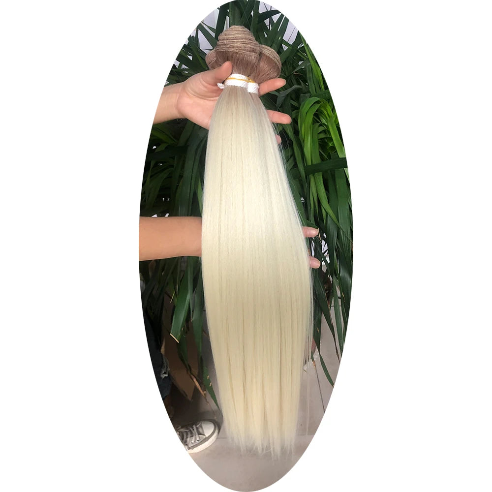 Straight Hair Bundle Super Long Synthetic Weave Hair Extension Fake Yaki Straight Hair Weaving Orange Color Full to End YunRong