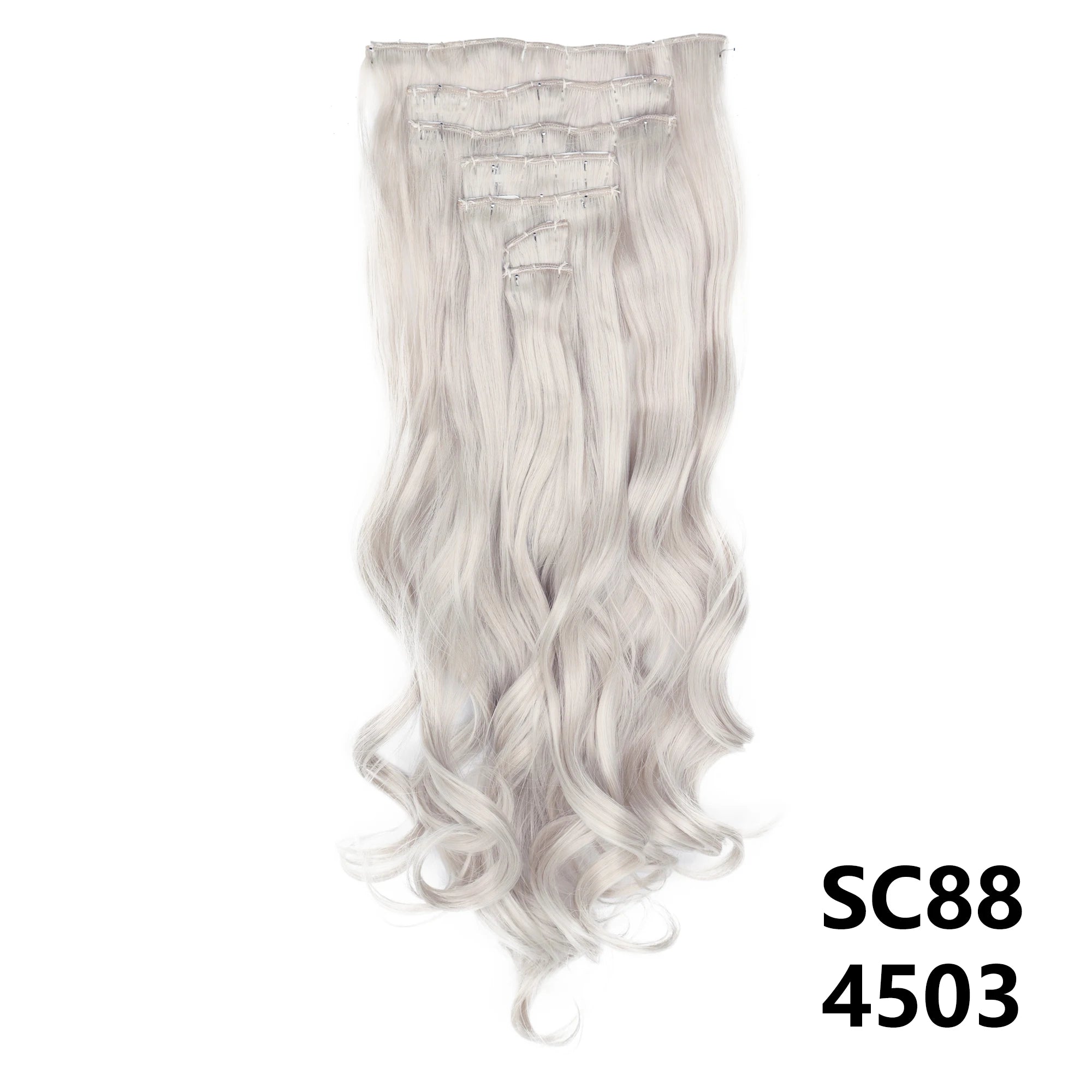 Long Straight Synthetic 16 Clips In Hair Extensions 7Pcs/Set High Temperature Fiber Black Brown Blonde Hairpiece For Women