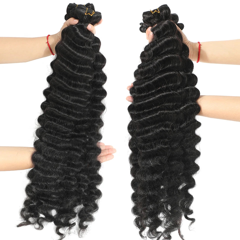 38 40inch Long Raw Human Hair Bundle Brazilian Loose Deep Wave Hair Extension Remy Hair Weave Bundles 1/3/4 Deal For Black Women