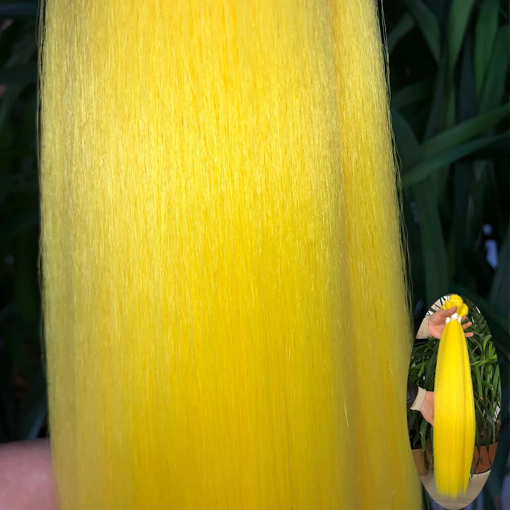Straight Hair Bundle Super Long Synthetic Weave Hair Extension Fake Yaki Straight Hair Weaving Orange Color Full to End YunRong