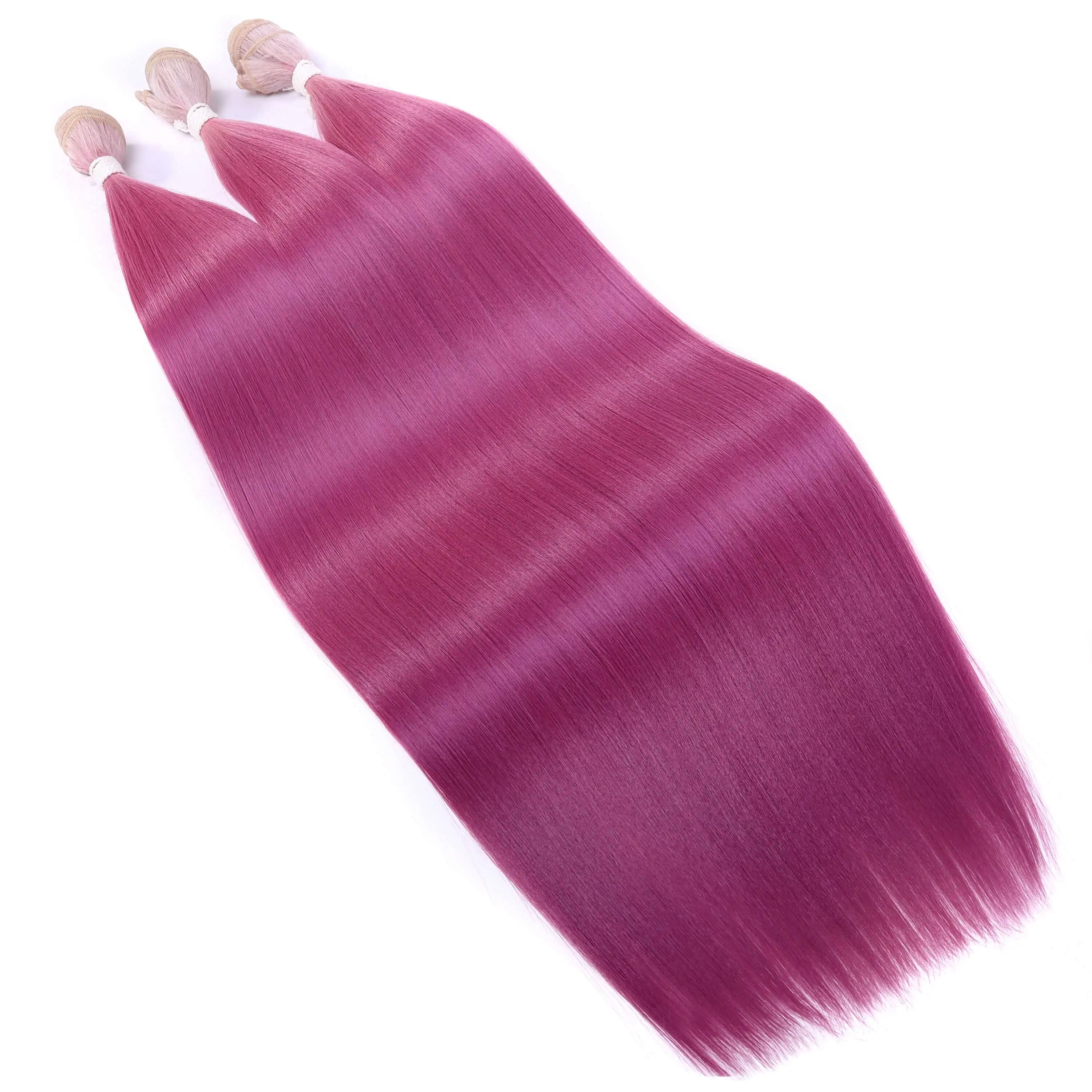 Straight Hair Bundle Super Long Synthetic Weave Hair Extension Fake Yaki Straight Hair Weaving Orange Color Full to End YunRong