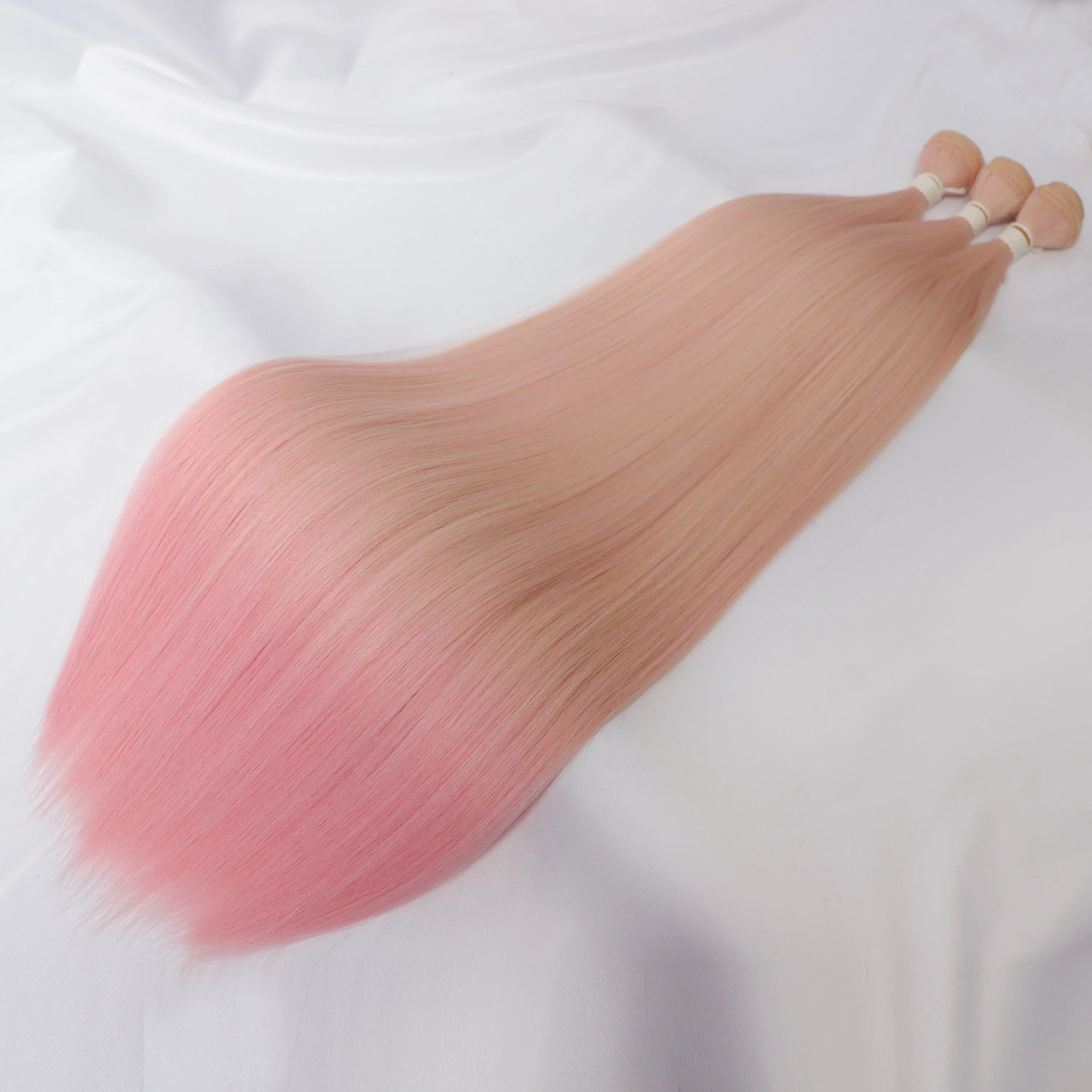 Straight Hair Bundle Super Long Synthetic Weave Hair Extension Fake Yaki Straight Hair Weaving Orange Color Full to End YunRong