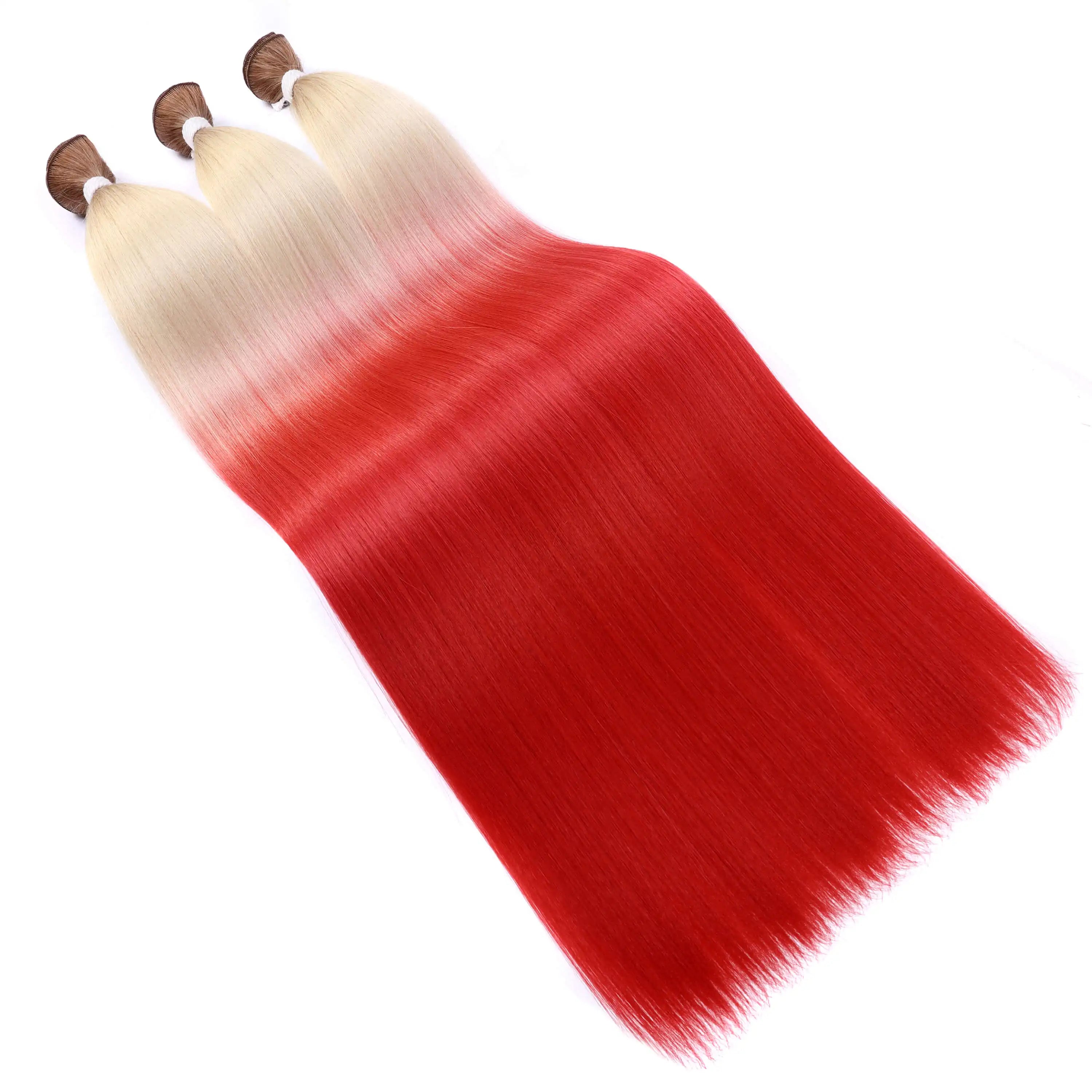 Straight Hair Bundle Super Long Synthetic Weave Hair Extension Fake Yaki Straight Hair Weaving Orange Color Full to End YunRong
