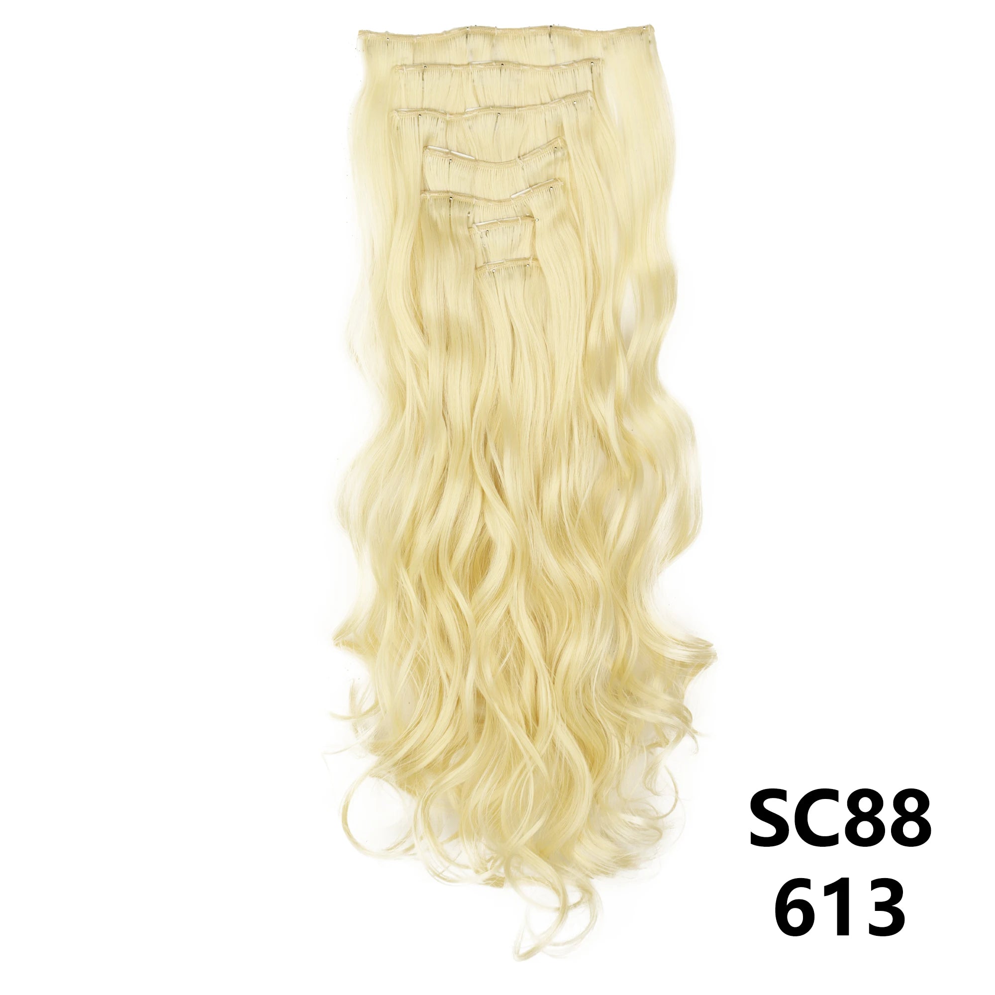 Long Straight Synthetic 16 Clips In Hair Extensions 7Pcs/Set High Temperature Fiber Black Brown Blonde Hairpiece For Women
