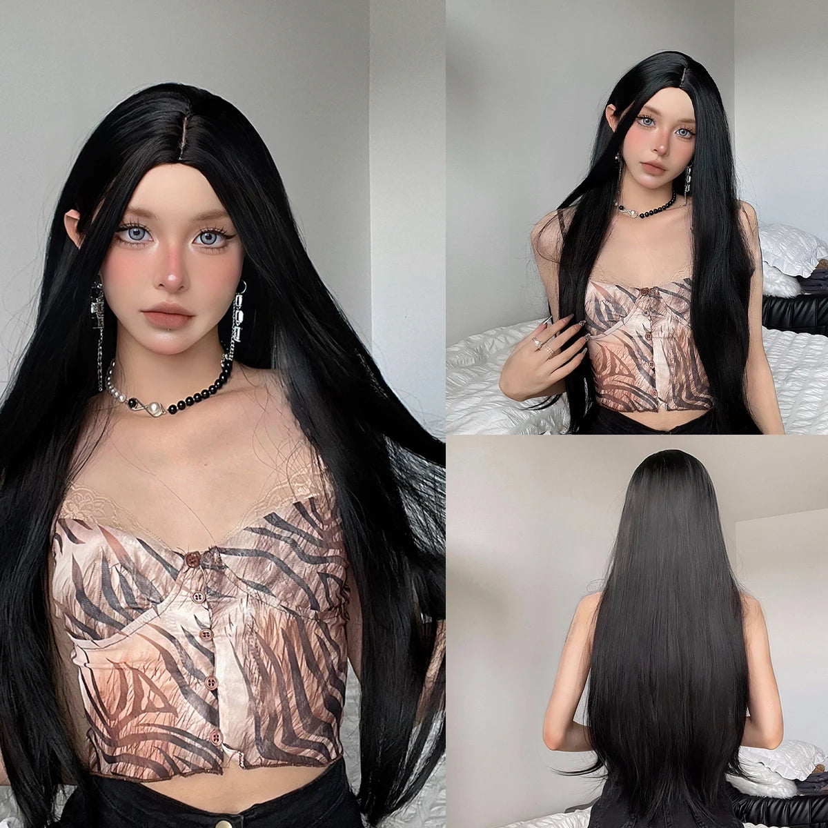 Light Blonde Golden Hair Long Silky Straight Synthetic Wig for Women Blonde Natural Hairs Wig Daily Lolita Heat Resistant Wigs