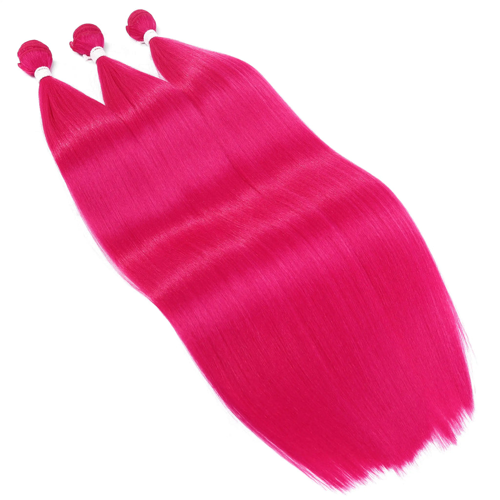 Straight Hair Bundle Super Long Synthetic Weave Hair Extension Fake Yaki Straight Hair Weaving Orange Color Full to End YunRong